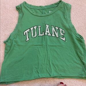 Original Retro Brand Green Tulane Cropped Tank Top